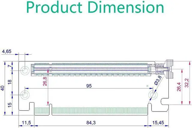 Alt view image 5 of 5 - PCIe 16x Riser Card,PCI-e Express 4.0 16X Male to Female Extension Card for 1U / 2U Server Case GPU Graphics Card
