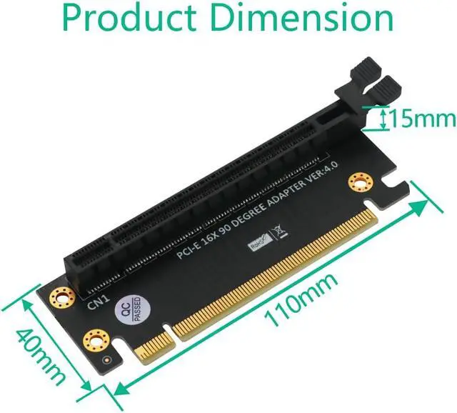 Alt view image 4 of 5 - PCIe 16x Riser Card,PCI-e Express 4.0 16X Male to Female Extension Card for 1U / 2U Server Case GPU Graphics Card