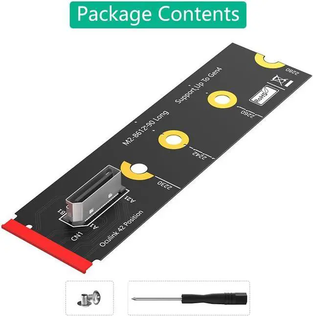 Alt view image 7 of 7 - Oculink SFF-8611/8612 to M.2 NVMe M-Key Interface Adapter Card (90B Degree)