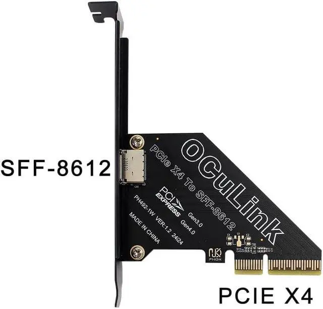 Alt view image 4 of 5 - PCIe 4.0 x4 to Oculink,Oculink SFF-8611 to PCI-e Adapter Card with Low Profile Bracket for eGPU Dock Mimi Pc