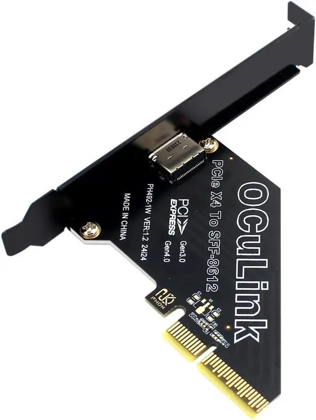 Alt view image 2 of 5 - PCIe 4.0 x4 to Oculink,Oculink SFF-8611 to PCI-e Adapter Card with Low Profile Bracket for eGPU Dock Mimi Pc