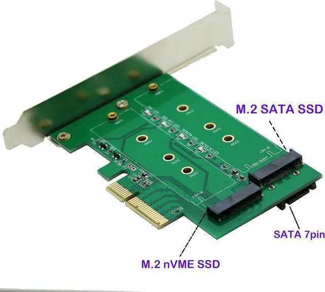 Alt view image 2 of 5 - M.2(NGFF) PCIe SSD to PCIe X4 Or SATA SSD to SATA Adapter Card