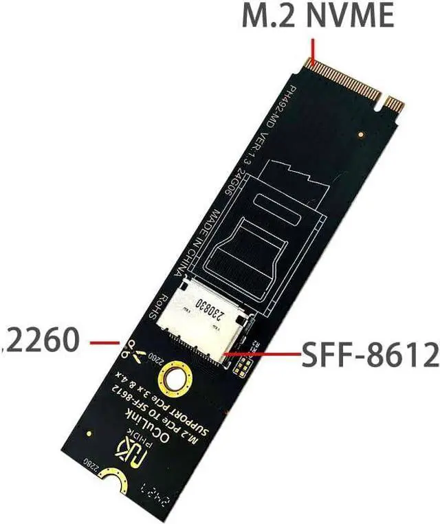 Alt view image 4 of 6 - Oculink SFF-8611/8612 to M.2 NVMe M-Key Interface Adapter Card (360 Degree)