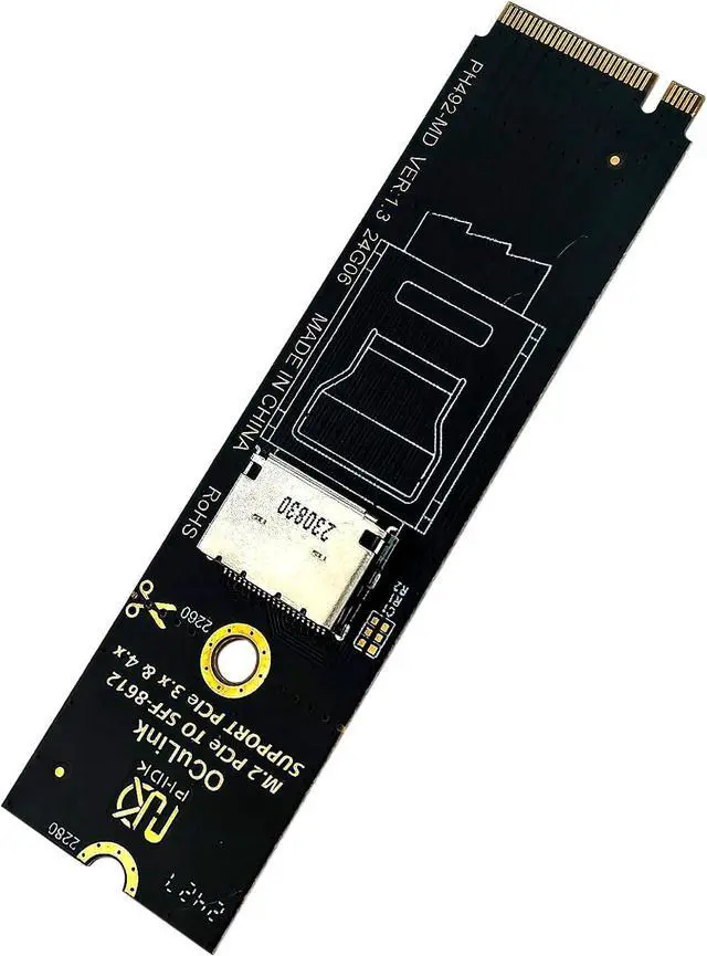 Alt view image 2 of 6 - Oculink SFF-8611/8612 to M.2 NVMe M-Key Interface Adapter Card (360 Degree)