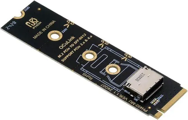 Alt view image 2 of 3 - Oculink SFF-8611/8612 to M.2 NVMe M-Key Interface Adapter Card (180 Degree)