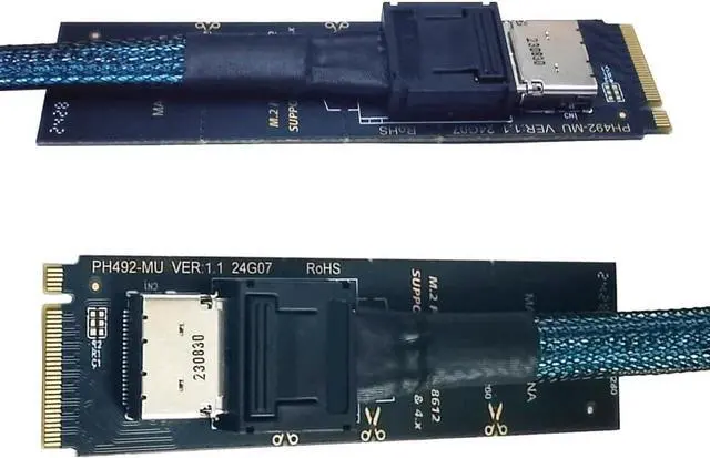 Alt view image 3 of 3 - Oculink SFF-8611/8612 to M.2 NVMe M-Key Interface Adapter Card (180 Degree)