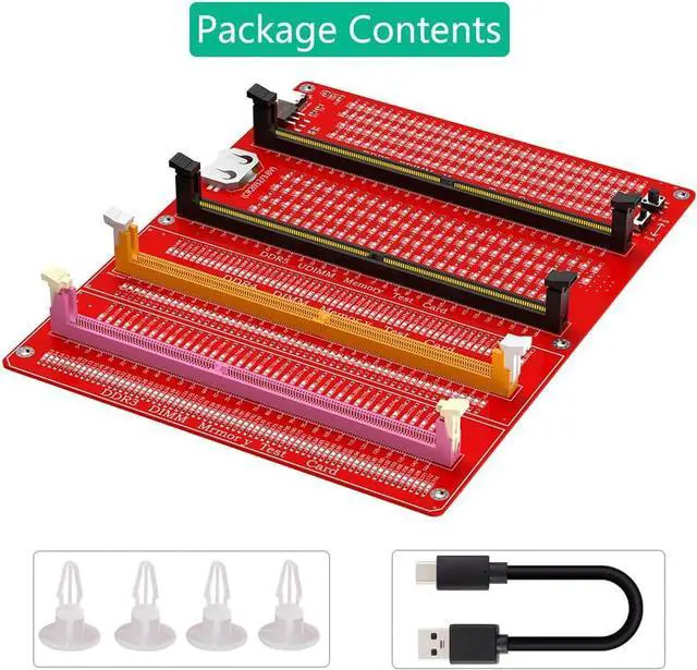 Alt view image 6 of 6 - 4in1 Combo DDR3/4/5 RDIMM/UDIMM Memory Tester, Desktop Computer DDR3 DDR4 DDR5 RDIMM/UDIMM Memory Test Card with LED Indicators