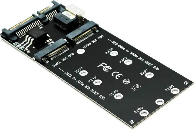 Alt view image 2 of 5 - Combo M.2 NVMe SSD to SFF-8654 Slimline SAS(PCIe),NGFF to SATA Adapter Card (Not Support NVEM SSD to SATA or M.2SATA to SFF-8654)