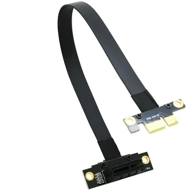 Main image of PCIe X1 4.0 Riser Cable,PCI-Express 1X Male to Female Extension Cable PCI-e Angled Extender 20cms
