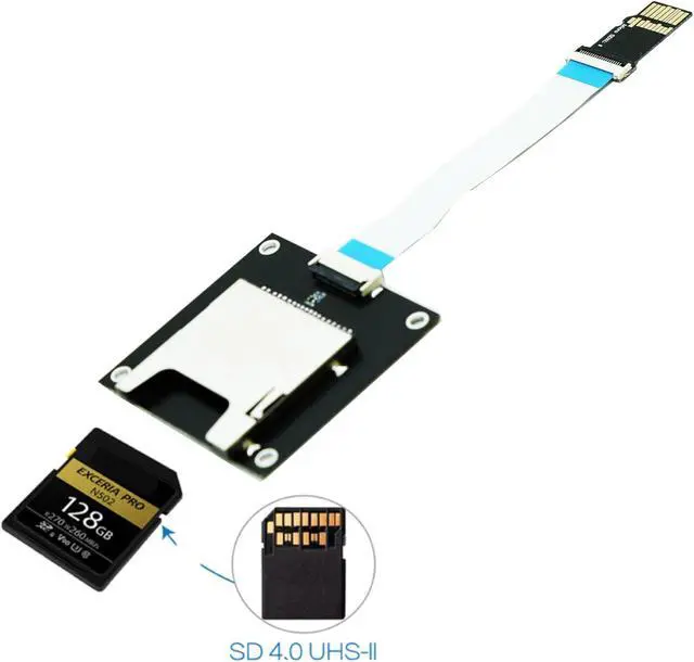 Alt view image 2 of 6 - Micro SD SDXC UHS-II to SD SDXC Extension Card with 9CM Flex Cable,Support SD/SDHC/SDXC UHS-I UHS-II V30 V60 V90