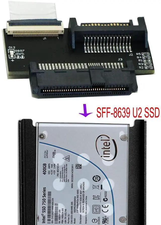Alt view image 2 of 4 - U.2 SFF-8639 NVMe SSD to PCI-e 4X 3.0 Cable 20CMS,Compatible with U2 750/P3500 3600