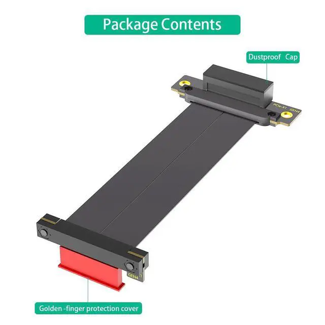 Alt view image 6 of 6 - PCIe X1 4.0 Riser Cable,PCI-Express 1X Male to Female Extension Cable PCI-e Dual Angled Extender 20cms