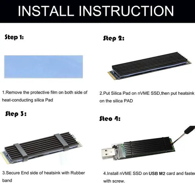 Alt view image 5 of 5 - nVME USB SSD Card,USB 3.0 M.2(NGFF) M Key SSD External Case Box