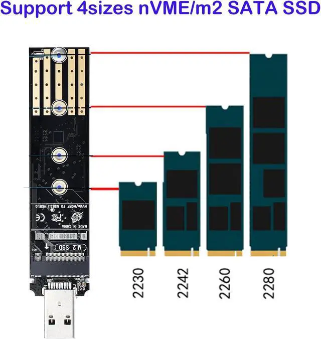 Alt view image 5 of 6 - NVME to USB 3.0 Docking Station,M.2 SSD to Type C Portable External Enclosure for Both M.2 (M Key) NVMe SSD and (B+M Key) SATA-Based SSD Compatible with Thunderbolt 4/3