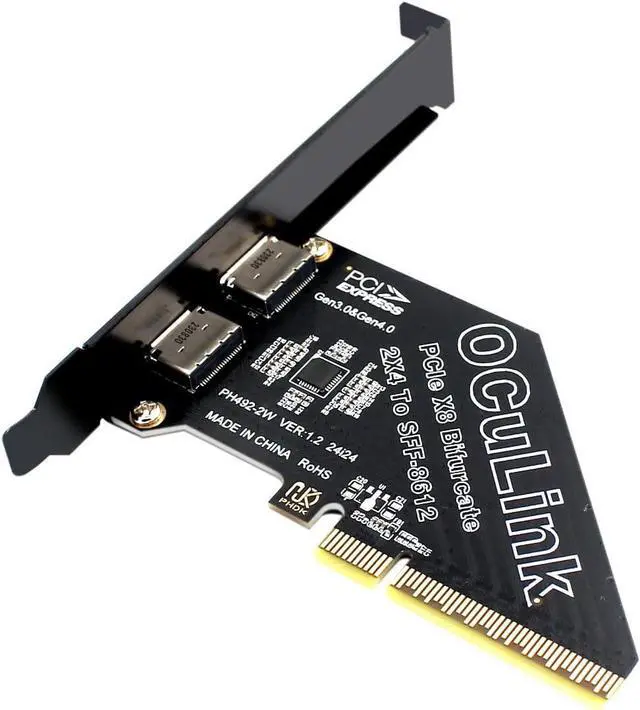 Main image of PCIe 4.0 8X to Dual Oculink 4I,PCIe Bifurcation x8 to x4x4 Split Oculink SFF-8611/8612 Adapter Card for eGPU Dock Mimi Pc