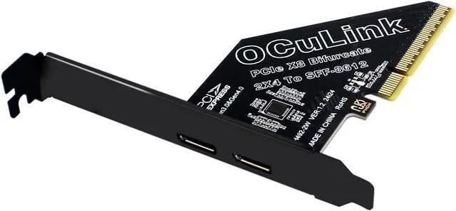 Alt view image 2 of 5 - PCIe 4.0 8X to Dual Oculink 4I,PCIe Bifurcation x8 to x4x4 Split Oculink SFF-8611/8612 Adapter Card for eGPU Dock Mimi Pc