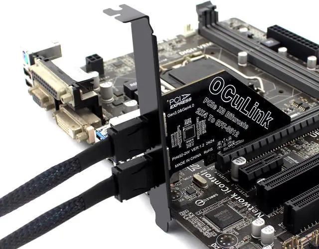 Alt view image 5 of 5 - PCIe 4.0 8X to Dual Oculink 4I,PCIe Bifurcation x8 to x4x4 Split Oculink SFF-8611/8612 Adapter Card for eGPU Dock Mimi Pc