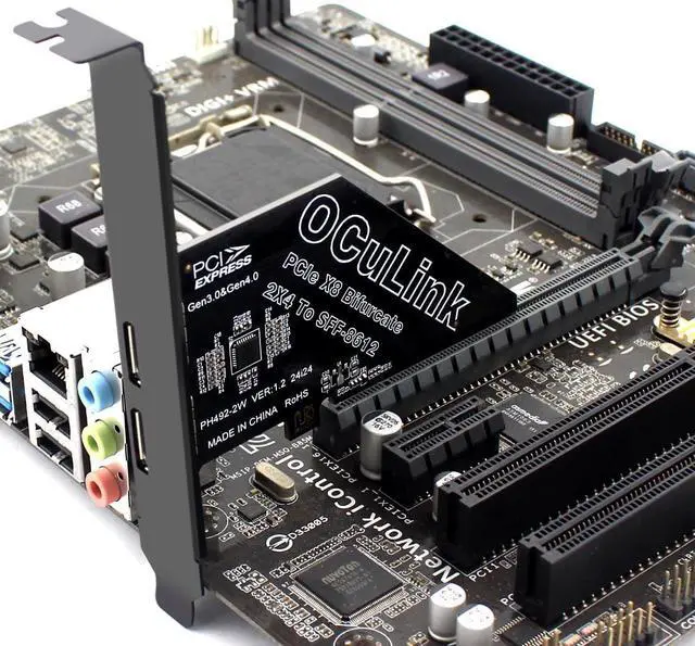 Alt view image 4 of 5 - PCIe 4.0 8X to Dual Oculink 4I,PCIe Bifurcation x8 to x4x4 Split Oculink SFF-8611/8612 Adapter Card for eGPU Dock Mimi Pc
