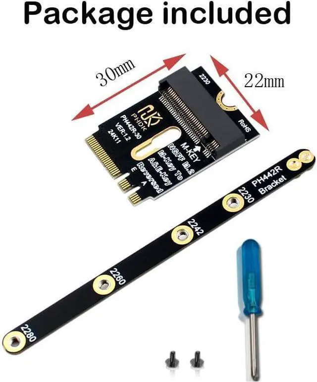 Alt view image 4 of 5 - M.2 (NGFF) 2230 2242 2280 NVME SSD to M2 A/E Key Port Card (Only Provide PCIe 1X Lane)