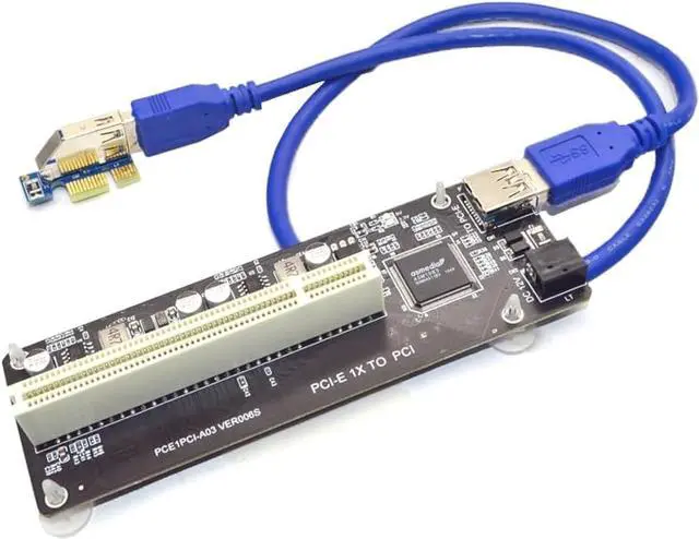 Main image of PCI-E Express X1 to PCI Riser Extender Adapter Card with USB 60cm Cable