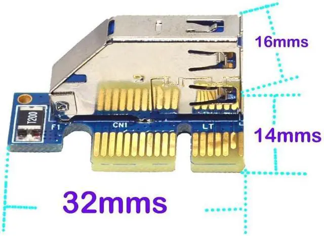 Alt view image 2 of 6 - PCI-E Express X1 to PCI Riser Extender Adapter Card with USB 60cm Cable