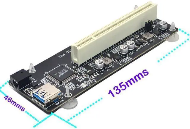 Alt view image 3 of 6 - PCI-E Express X1 to PCI Riser Extender Adapter Card with USB 60cm Cable