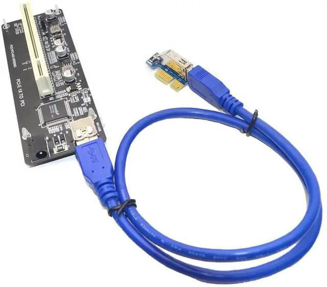 Alt view image 4 of 6 - PCI-E Express X1 to PCI Riser Extender Adapter Card with USB 60cm Cable