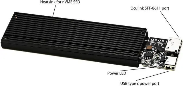 Alt view image 3 of 4 - Oculink SFF-8611/8612 M.2(NGFF) NVMe SSD External Case,Comatible with SteamDeck GDP Thinkbook 14+/16+ UM780 XTX AOOSTAR Mini PC