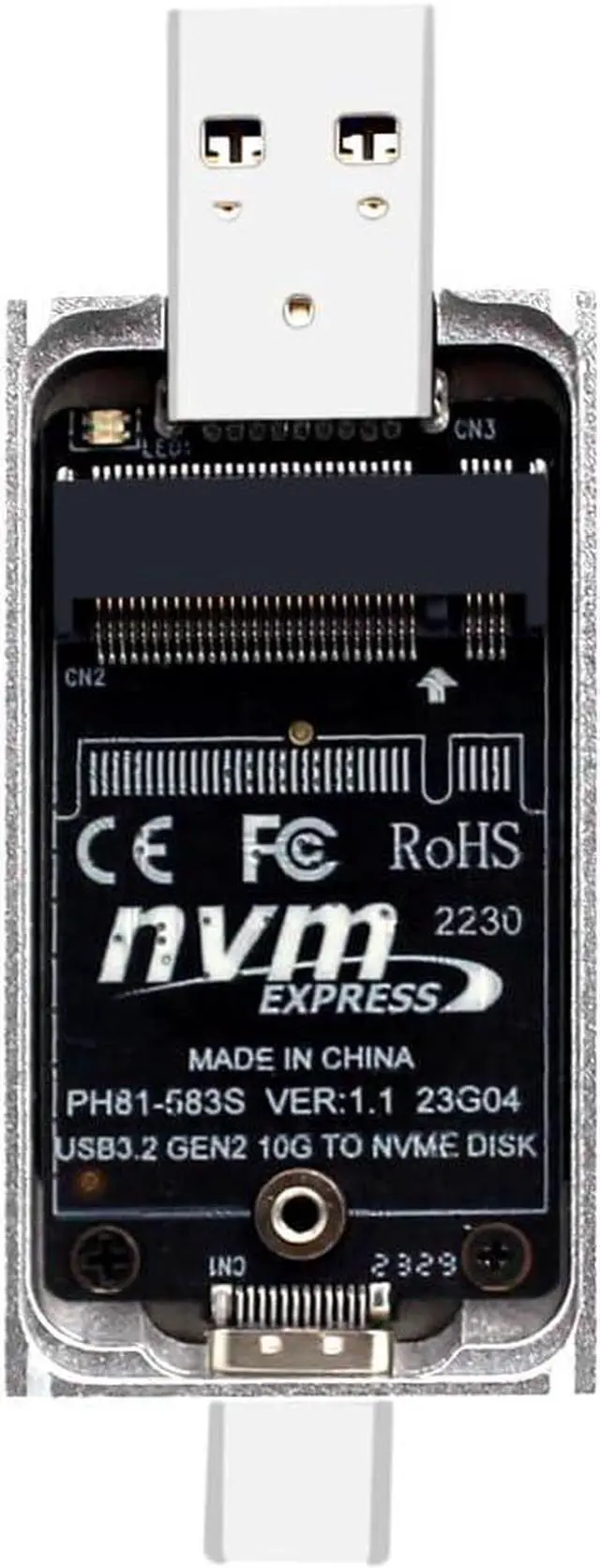 Alt view image 4 of 5 - NVME to USB 3.0 Adapter Card,USB 3.1 Type C Gen 2 to M.2 NVMe SSD Converter 10Gbps PCIe Based M Key Hard Drive Reader (Only Support 2230 NVME SSD)