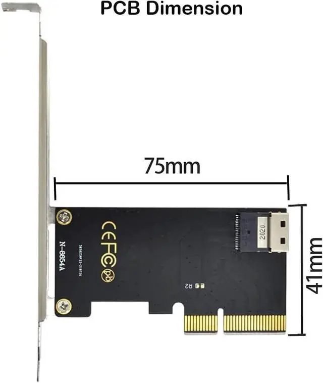 Alt view image 3 of 4 - SFF-8654 Slimline SAS to PCI-e 4X Adapter Card, Support U.2 SFF-8639 PCIe SSD by Cable