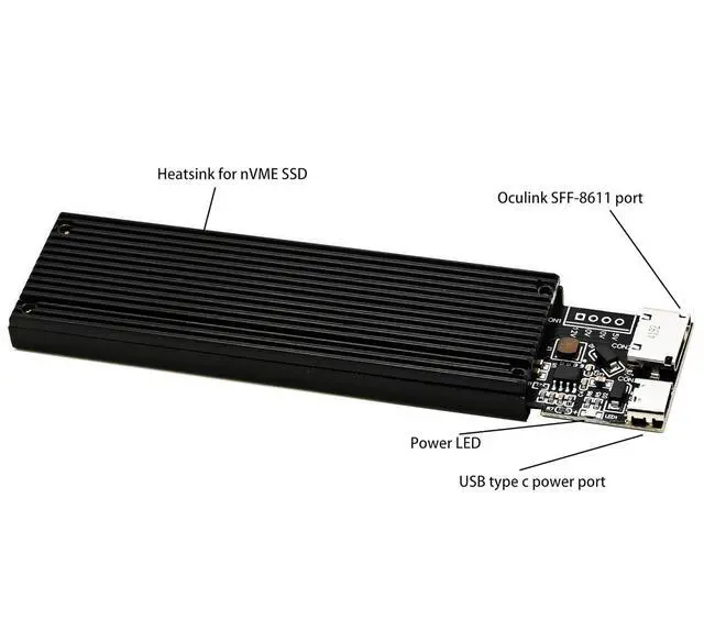 Alt view image 4 of 6 - M.2 NVME PCIe 4.0 Extension Cable,NGFF M-Key PCIe SSD Extender Card with OCuLink SFF-8611 PCI-Express 4i Cable 40cms
