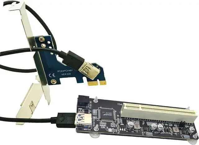 Main image of PCI-e Express X1 to Single PCI Riser Extender Card with 60cm Cable | With Low Profile Bracket,Chipset: ASM1083,Support PCI Lan/USB/serial/Parallel Card