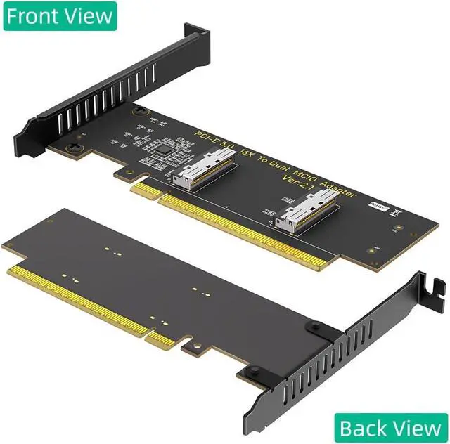 Alt view image 2 of 7 - New Version PCI- Express PCIe 5.0 x16 to Dual MCIO SFF-1016 Adapter Card
