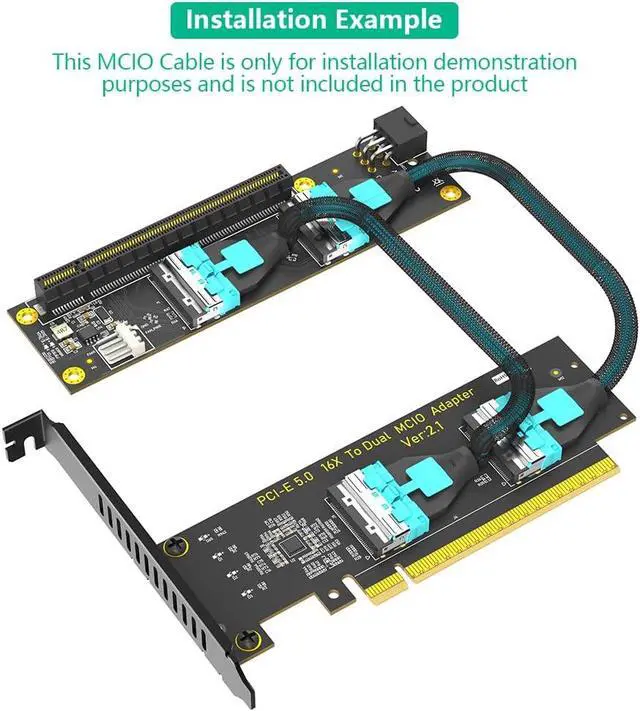 Alt view image 5 of 7 - New Version PCI- Express PCIe 5.0 x16 to Dual MCIO SFF-1016 Adapter Card