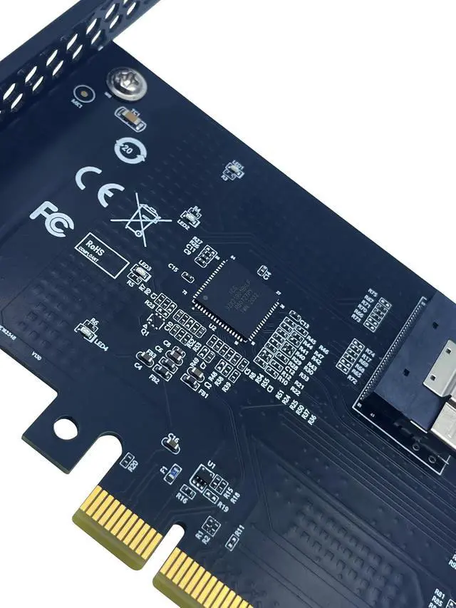 Alt view image 4 of 5 - PCIe 4.0 16x to Dual SFF-8654 8i SlimSAS,PCI-e Bifurcation x16 to x8x8 Split SFF-8654 Slimline SAS Adapter Card