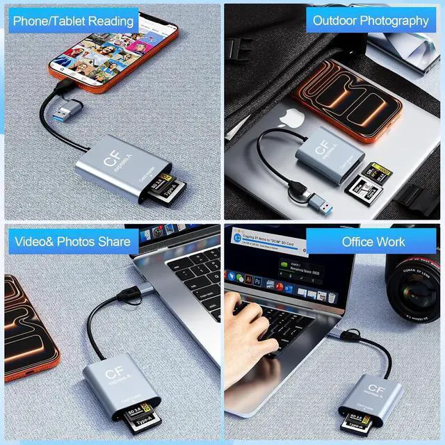 Alt view image 3 of 3 - CFexpress A/SD Card Reader,USB 3.1 Gen 2 10Gbps CFexpress A Card Reader,USB 3.0 SD SDXC Memory Card Adapter,Compatible with Sony Tough CEA-G80T/G160T