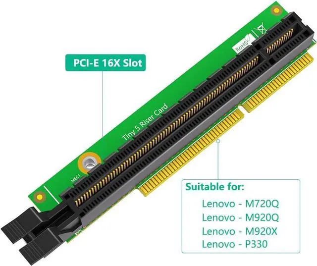 Alt view image 3 of 7 - PCI-E 16X Riser Card, Replacement Expansion Card, Compatible with Lenovo ThinkCentre M920q M920x M910x M720q ThinkStation P330 Tiny5 PCIE16 01AJ940 (Without Back Plate)