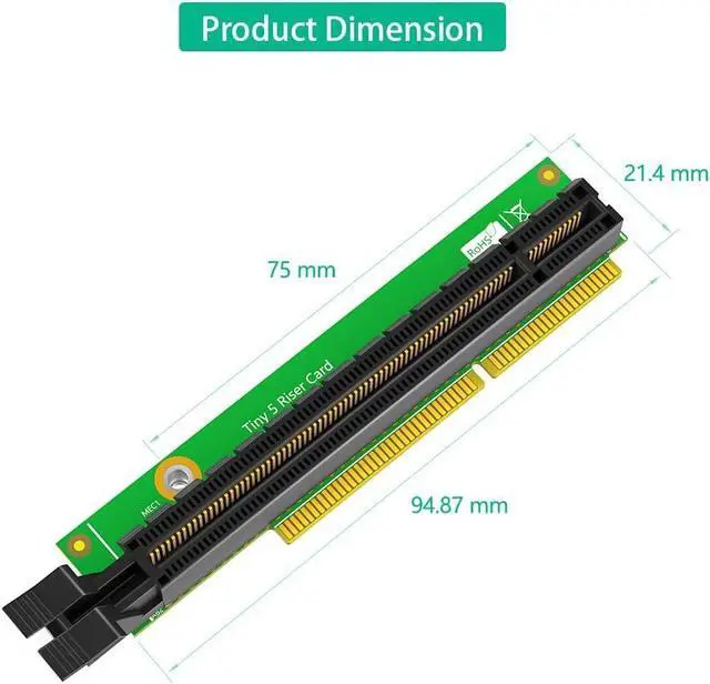 Alt view image 4 of 7 - PCI-E 16X Riser Card, Replacement Expansion Card, Compatible with Lenovo ThinkCentre M920q M920x M910x M720q ThinkStation P330 Tiny5 PCIE16 01AJ940 (Without Back Plate)