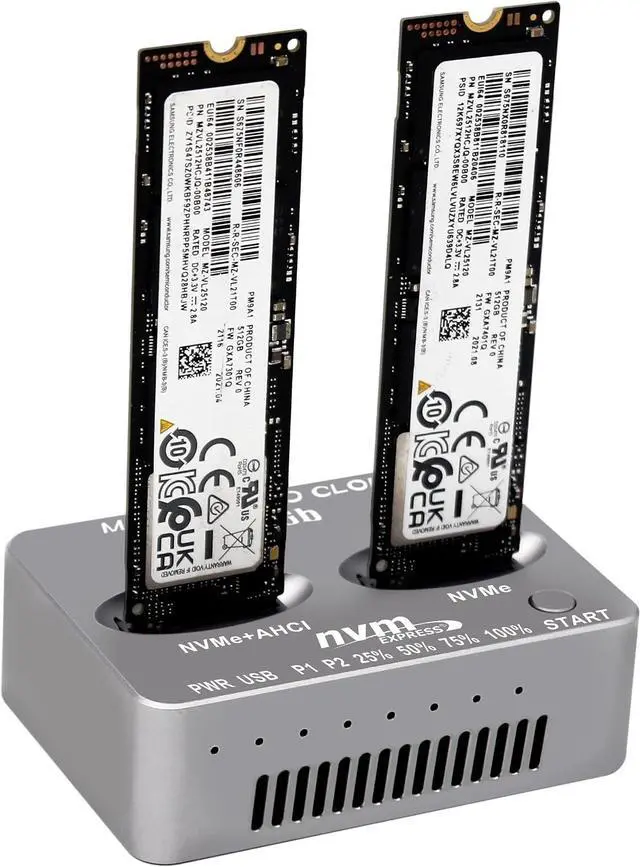 Main image of M2 NVMe Duplicator, Dual-Bay Offline Cloner, USB C to M.2 20Gbps Docking Station, M.2 PCIe AHCI SSD Reader for Both (M Key, B+M Key) NGFF SSD Enclosure (Need Extra AC/PD Power)