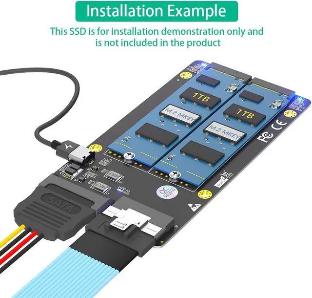 Alt view image 5 of 6 - Dual M.2 NVME SSD 4x4x to Slimline SFF-8654 8X Adapter (PCIe Bifurcation Motherboard is Required)