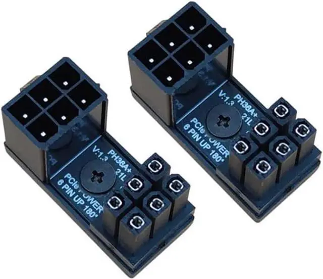 Main image of GPU PCIe ATX 6Pin Male to Female 180 Degree Angled Power Adapter for Desktops Graphics Card(2pcs Type A/Pack)