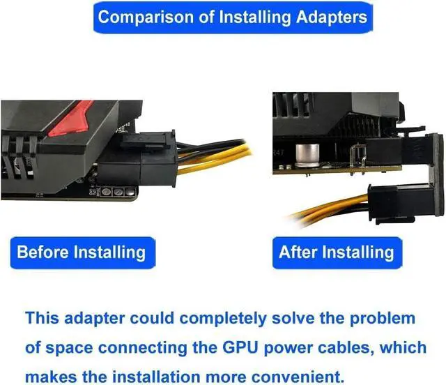 Alt view image 3 of 4 - GPU PCIe ATX 6Pin Female to Male 180Degree Angled Power Adapter Connector for Desktops Graphics Card(2pcs Type B/Pack)