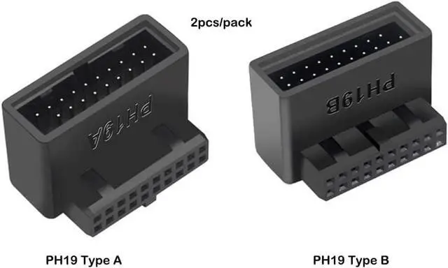 Alt view image 2 of 5 - USB 3.0 20pin Male to Female Extension Adapter Card Angled(2pcs Pack)