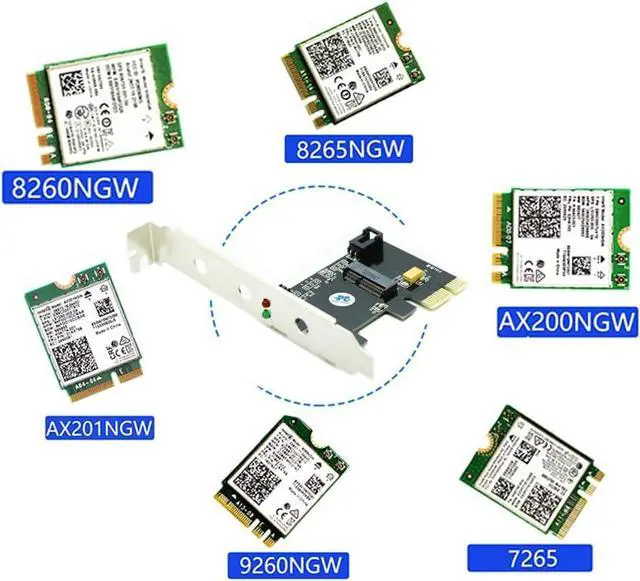 Alt view image 3 of 4 - PCI-e 1X M.2 E Key Adapter Card,Compatible with 7260,8260,9260