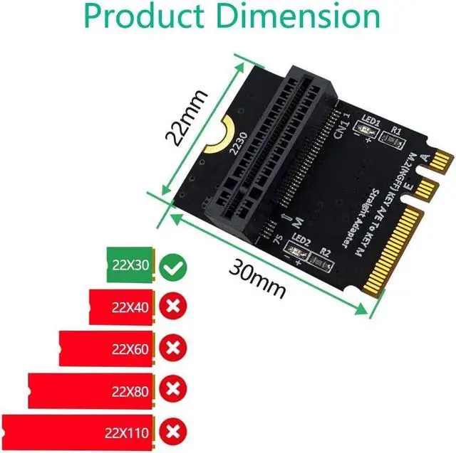 Alt view image 4 of 4 - M.2 nVME SSD to M.2 Key A/E Adapter Card for 2280 Size SSD (Only fit nVME 2280 SSD)