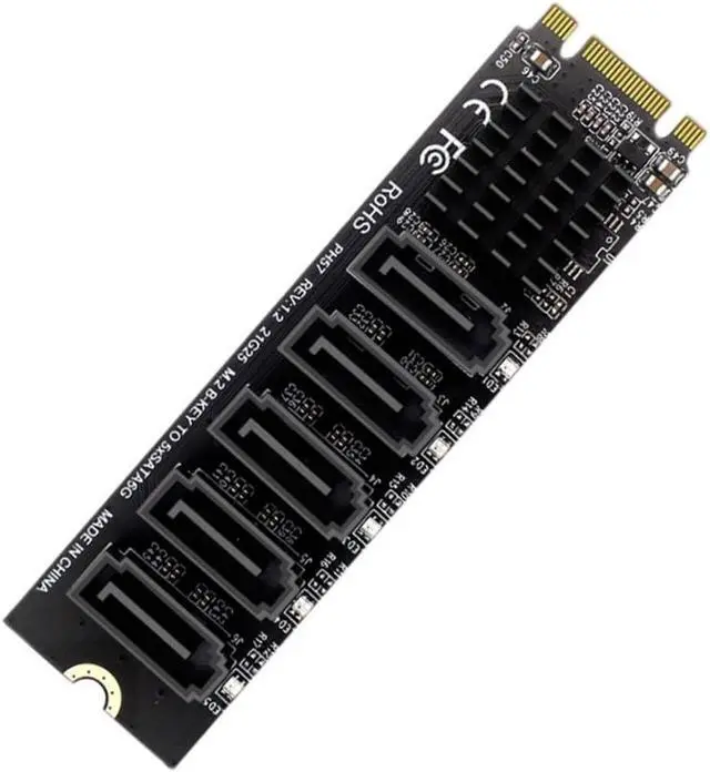 Alt view image 2 of 4 - M.2 NGFF Key B+M SATA to 5 Ports SATA3 Expansion Card JMB575