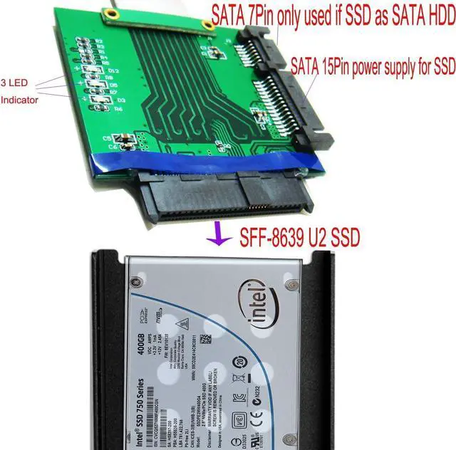 Main image of U.2 SFF-8639 NVMe SSD to PCI-e 4X 3.0 Adapter 15CMS Cable,Compatible for 750/P3500 3600