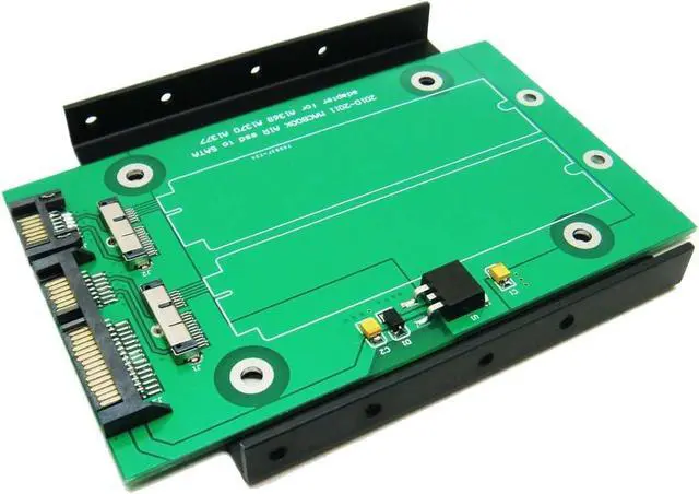 Alt view image 2 of 3 - Dual 18-Pin to SATA Adapter with 3.5" Bracket for SSD from 2010-2011 MacBook AIR A1369 A1370 A1377