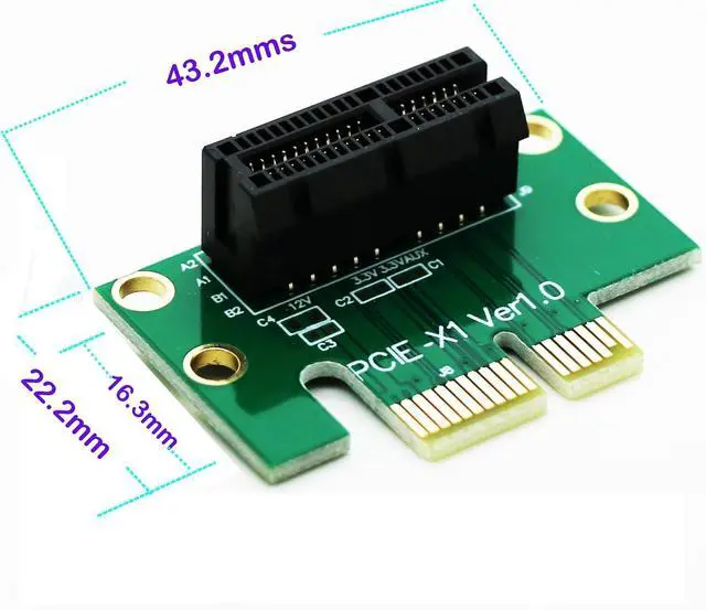 Alt view image 2 of 5 - PCI-E PCIe Express 1X Riser Extension Card Angled