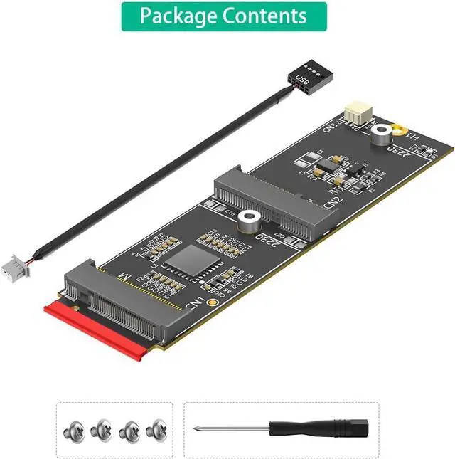 Alt view image 7 of 7 - M.2 Key-M to Dual M.2 Adapter Card, Supports 2230 Key-E A/E Module/Key-M nVME SSD,Compatible with 7260,8260,9260